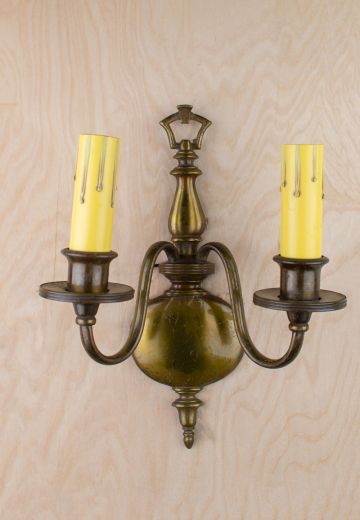 Two Drip Candle Brass Walll Sconce