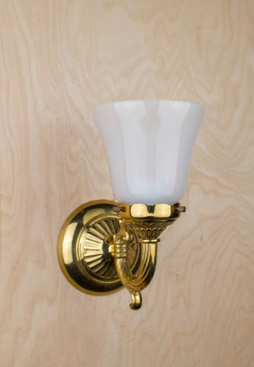 One Light Brass Wall Sconce w/Frosted Glass Shade