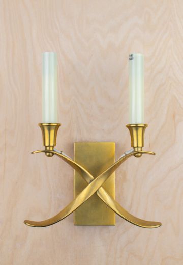 "Criss Cross" Brass Two Candle Wall Sconce