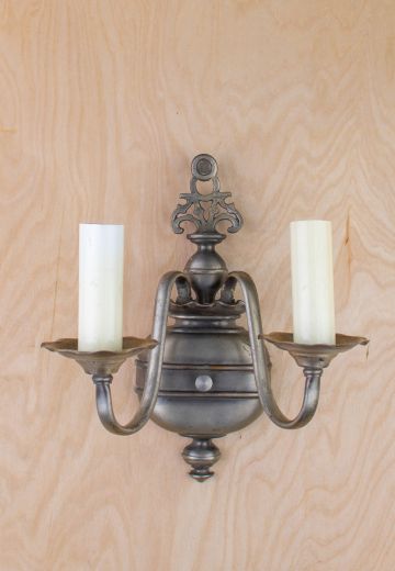 Two Candle Silver Wall Sconce