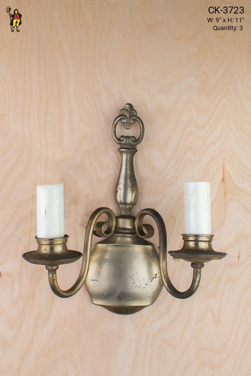 Silver Two Candle Traditional Wall Sconce Wall Lights Collection City Knickerbocker