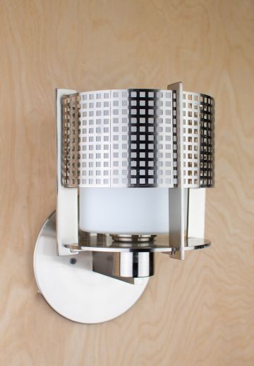Silver & Frosted Glass Deco Wall Sconce
