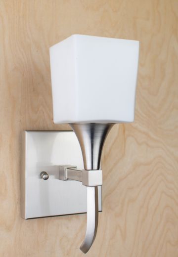 Contemporary Torch Wall Sconce w/Frosted Glass Shade