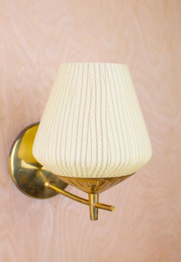 Mid-Century Wall Sconce w/Patterned Glass Shade