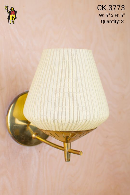 Mid-Century Wall Sconce w/Patterned Glass Shade