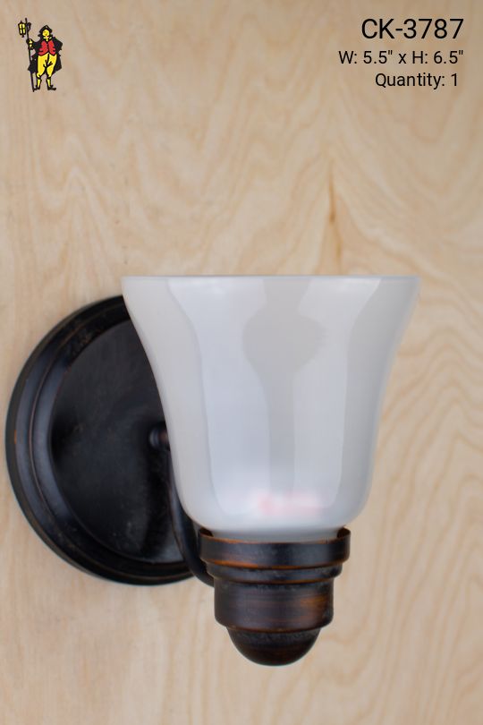 Simple Single Light Wall Sconce w/Frosted Glass Shade