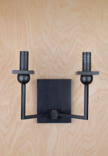 Black Two Candle Square Wall Sconce
