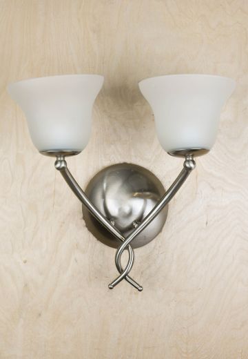 Transitional Two Candle Wall Sconce w/ Frosted Glass Shades