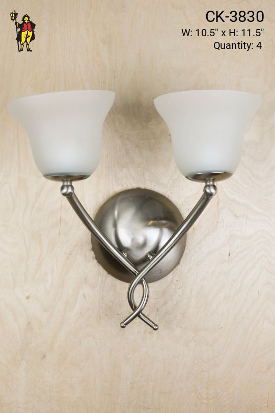 Transitional Two Candle Wall Sconce w/ Frosted Glass Shades