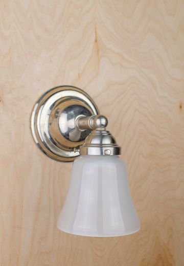 Simple Single Light Silver Wall Sconce w/Frosted Glass Shade