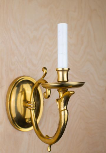 Curved Arm Candle Brass Wall Sconce