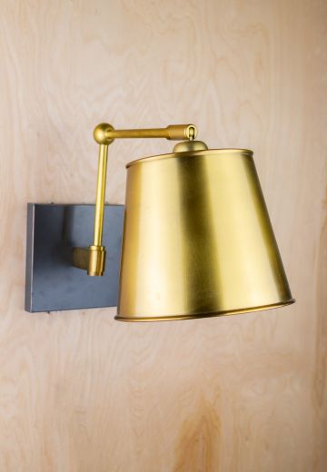Adjustable Contemporary Wall Sconce w/Brass Shade