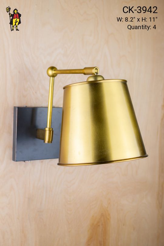 Adjustable Contemporary Wall Sconce w/Brass Shade