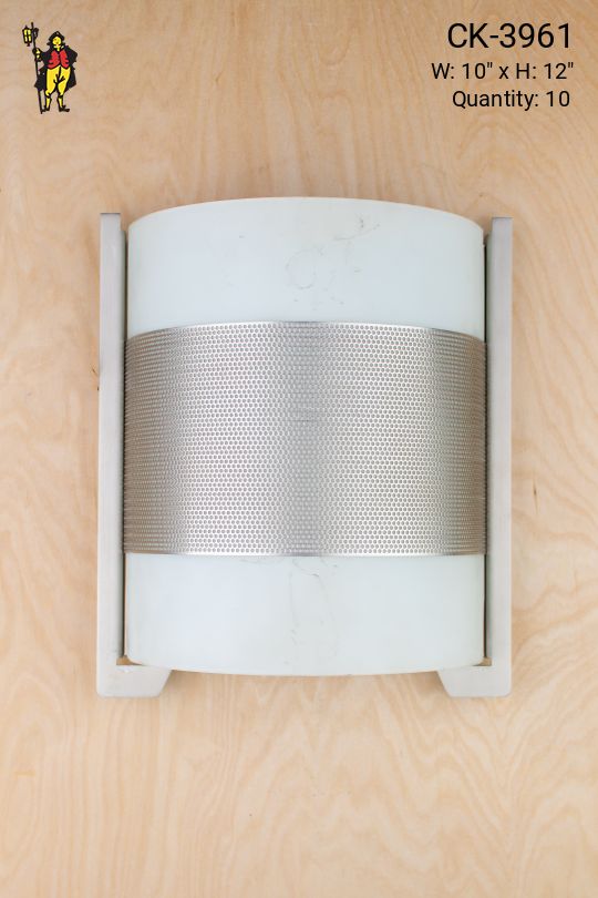 Nickel Wall Sconce With Curved Frosted Glass Shade