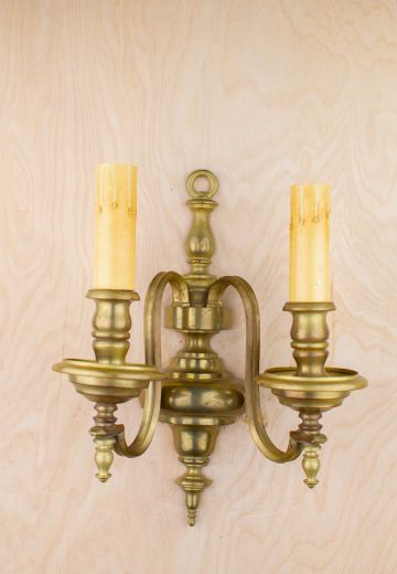Two Candle Brass Wall Sconce