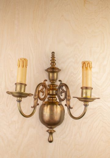 Curved Arm Two Candle Wall Sconce