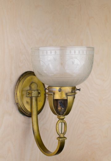 Brass Curved Arm Wall Sconce