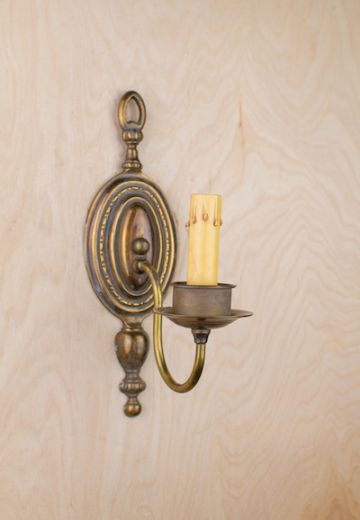 One Candle Curved Arm Brass Wall Sconce