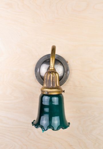 Single Light Wall Sconce With Green Glass Shade