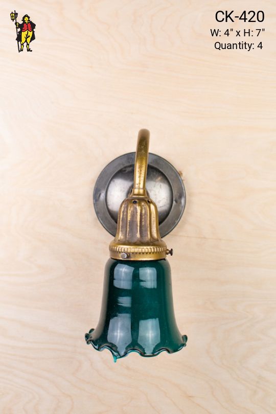 Single Light Wall Sconce With Green Glass Shade