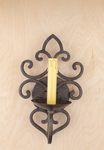 Wrought Iron Gothic Single Candle Wall Sconce
