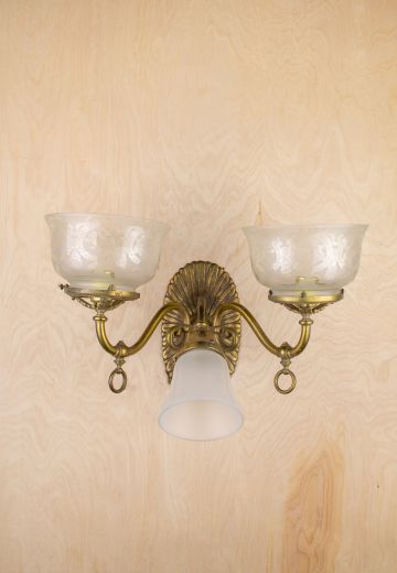 Three Light Curved Arm Wall Sconce w/Multiple Glass Shades