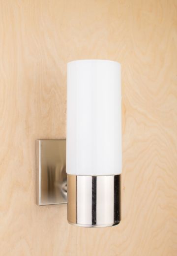 Polished One Light Wall Sconce w/Frosted Glass Shade