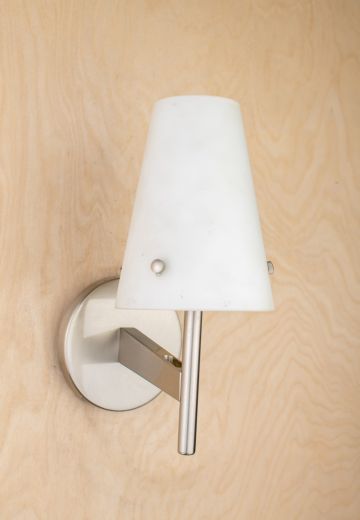 Contemporary Silver Wall Sconce w/Frosted Glass Cone Shade