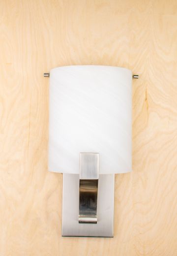 Contemporary Nickel & Glass Wall Sconce