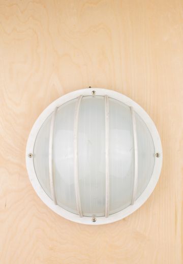 Industrial White Plastic Circle Wall Sconce