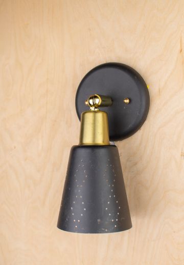 Pierced Black & Brass Single Spotlight Wall Sconce