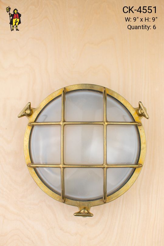 Round Brass Cage Wall Scone