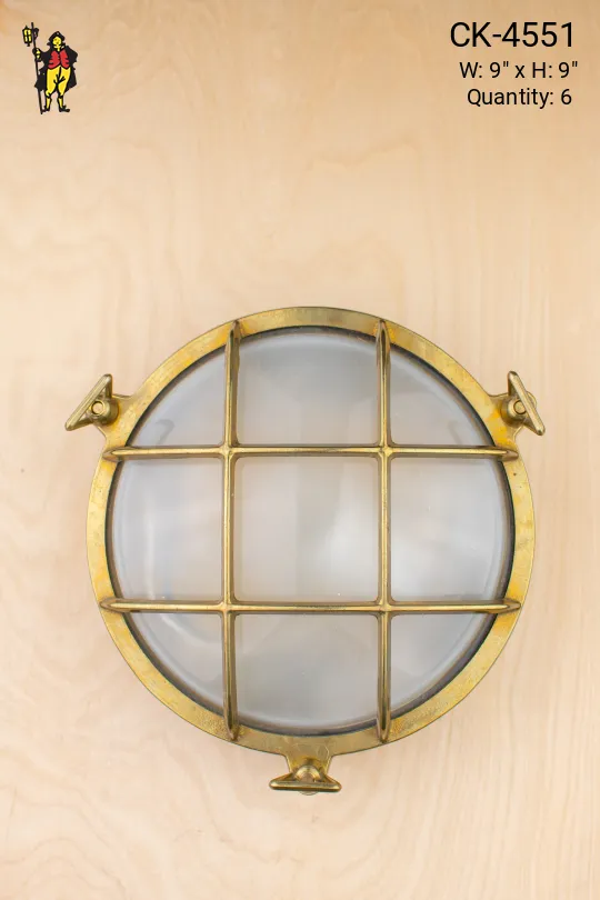 Round Brass Cage Wall Scone