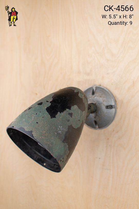 Distressed Black & Green Bullet Reflector Wall Sconce