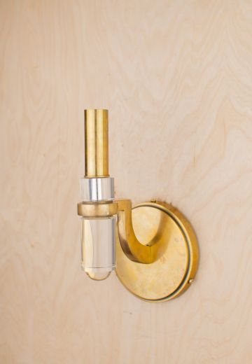 Contemporary Brass & Glass Single Light Wall Sconce