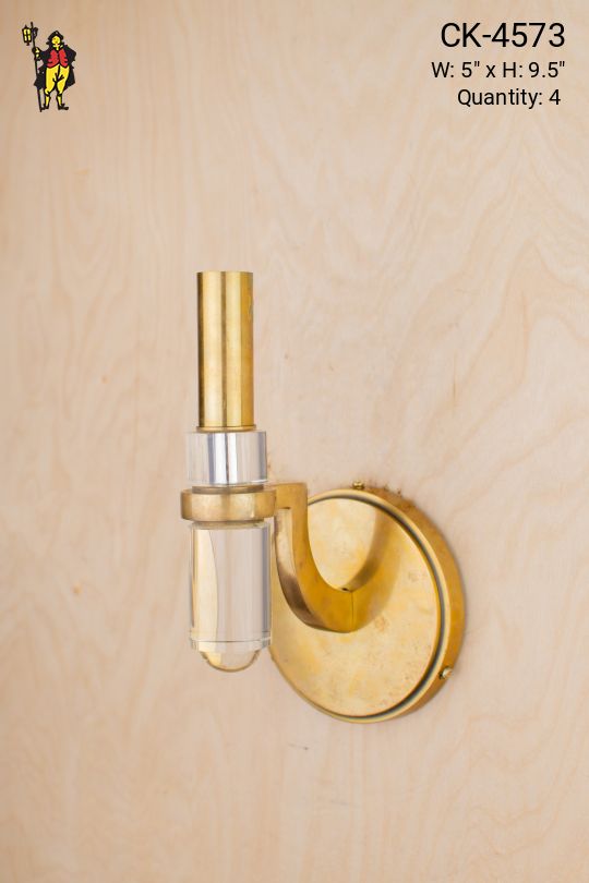 Contemporary Brass & Glass Single Light Wall Sconce