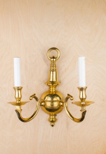Polished Brass Two Candle Wall Sconce