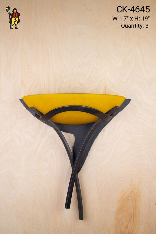 Gothic Wall Sconce w/Amber Glass Bowl