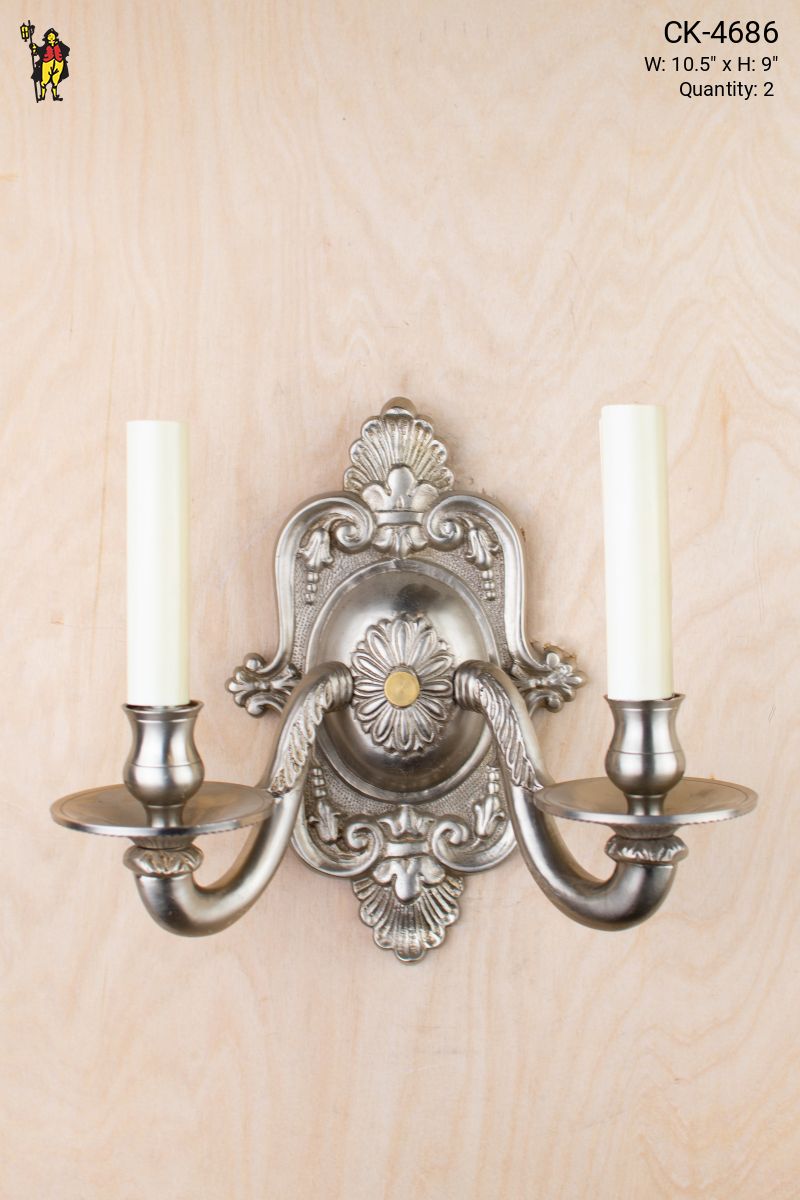 Nickel Two Candle Wall Sconce Wall Lights Collection City Knickerbocker Lighting Rentals