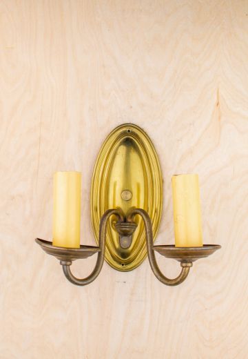 Deco Two Candle Brass Wall Sconce