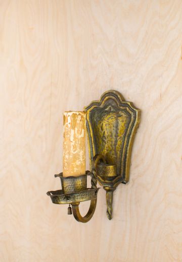 Distressed Gothic Brass Wall Sconce