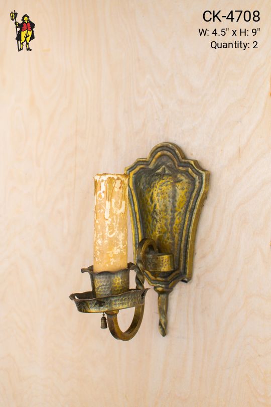 Distressed Gothic Brass Wall Sconce