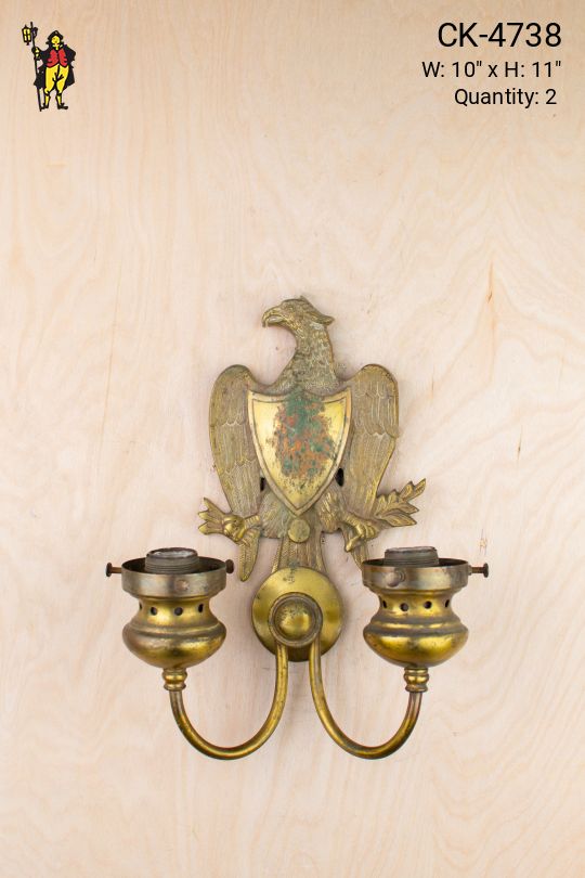 Brass Eagle Two Curved Arm Wall Sconce