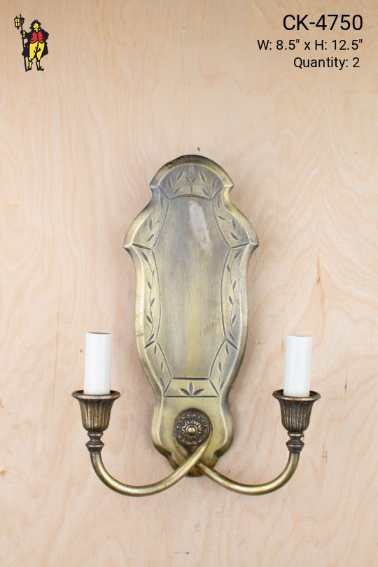 Etched Floral Two Candle Wall Sconce