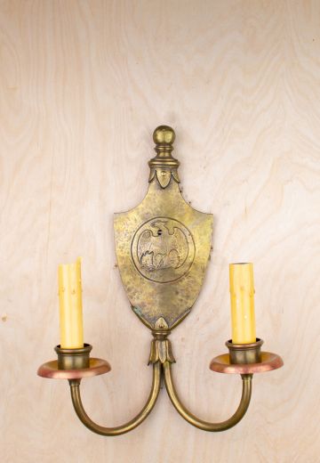 Two Candle Gothic Brass Wall Sconce