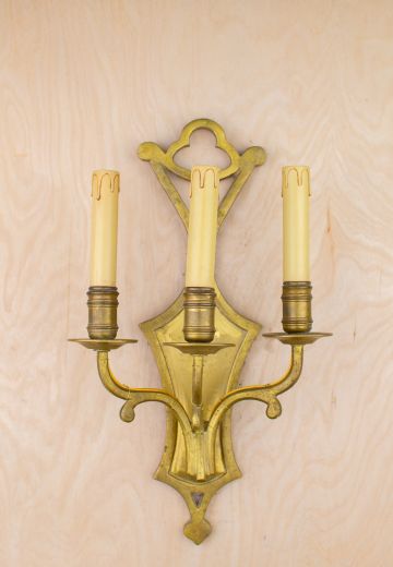 Three Candle Brass Wall Sconce