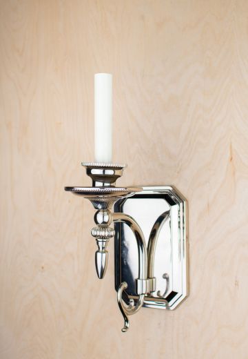 Polished Silver One Candle Wall Sconce