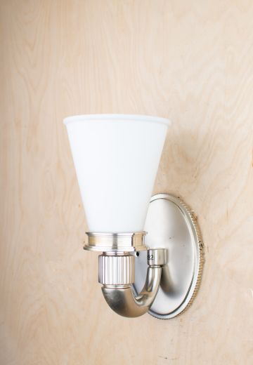 Nickel Wall Sconce w/Frosted Glass Cone Shade