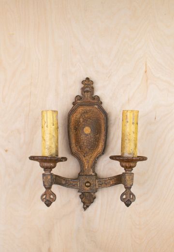 Gothic Two Candle Distressed Wall Sconce