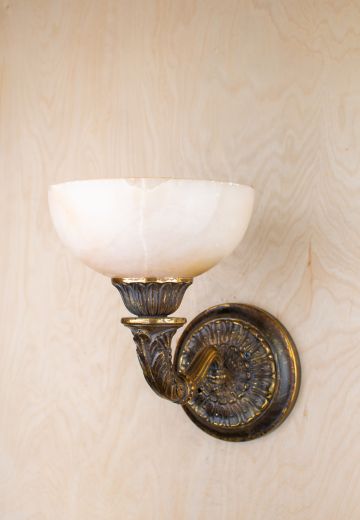 One Light Pre War Wall Sconce w/Alabaster Shades